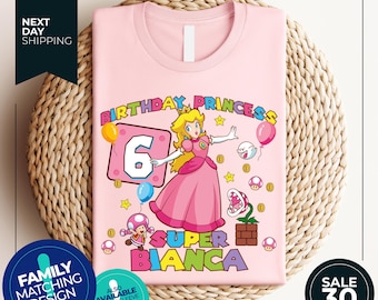 Custom Princess Peach birthday shirt | Princess Peach birthday designs