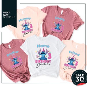 Personalized Birthday Shirt | Custom Disney Stitch Birthday Shirt | Birthday Girl Shirt | Birthday Family Shirts