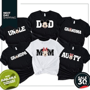 Custom Disney Grandma Kids Name Shirts | Custom Name Disney Family Matching Trip T-Shirt | Disney Grandpa Uncle Auntie Nana Papa Grammy Tee