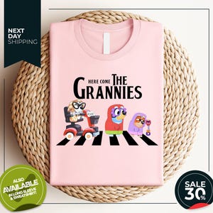 Kids Grandma Cartoon Shirts | Blue Dog Grannies | Cute Family T-shirt | Blue Cartoon tees | Blue Family Shirt
