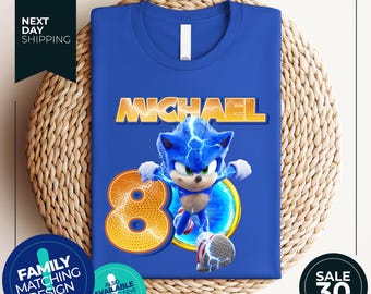 Sonic the Hedgehog Birthday Gift For Gamer Son Daughter | Funny Custom Name Birthday T-Shirt For Men Women Kids Boys Girls Toddler Infant