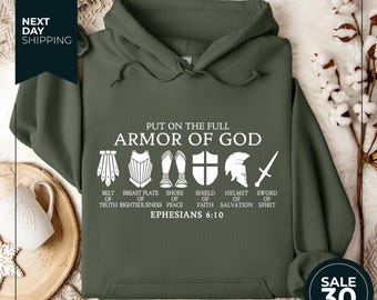 Put on The Full Armor of God Sweatshirt | Christian Gifts | Catholic Hoodie | Christian Sweatshirt | Religious Gifts | Bible Verse Sweater