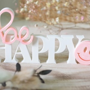 Cartel Decorativo "be HAPPY :)" - Decoración Alegre y Positiva