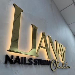 Letreros metálicos 3D personalizados, letreros con logotipo de salón, letreros comerciales retroiluminados, letreros con letras iluminadas, letreros luminosos para exteriores, letreros cortados con láser, letreros LED