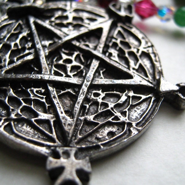 Yule Blessings Pentagram Swarovski Crystal and Natural Gemstone Yule Ornament