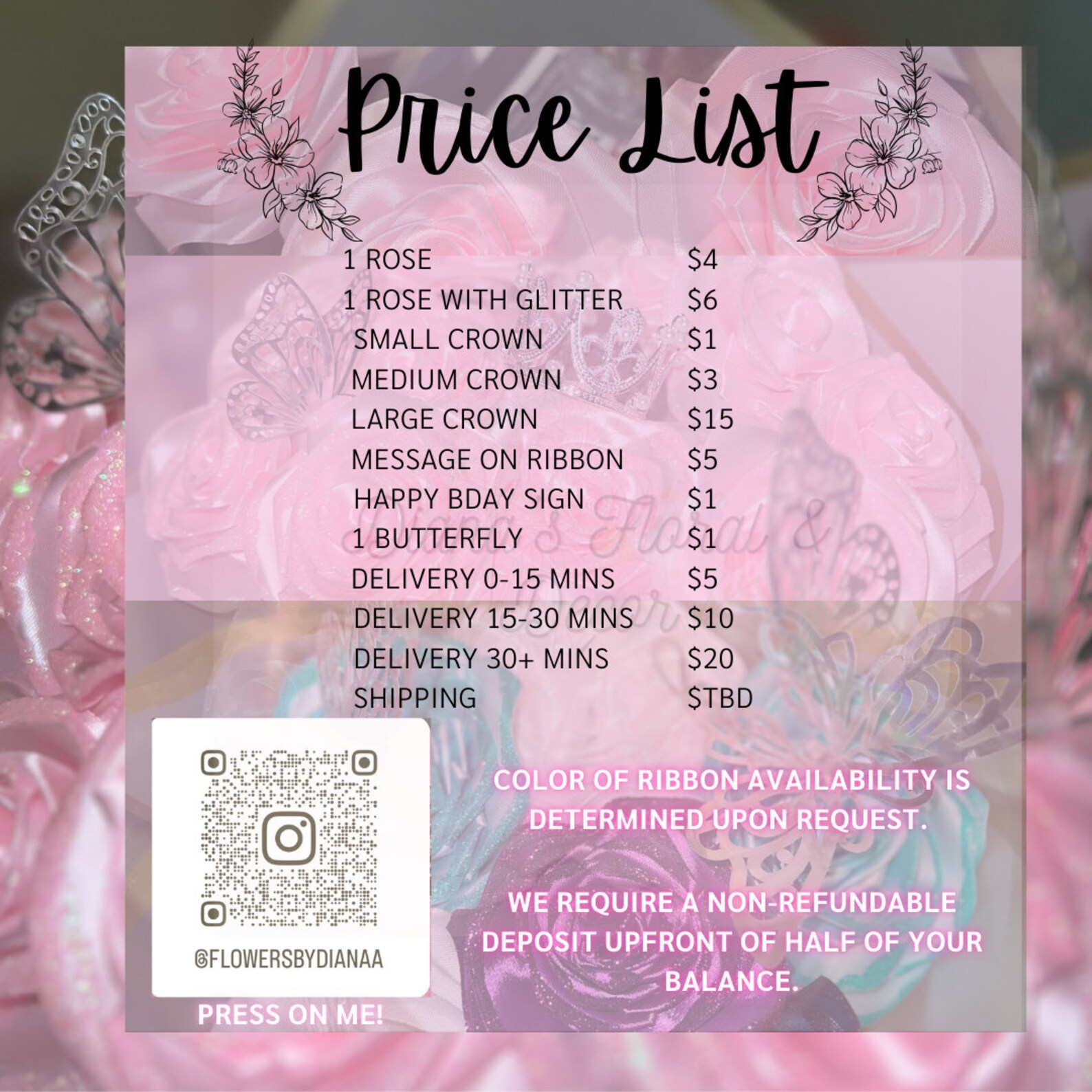 Eternal Roses Menu Eternal Rose Bouquet - Etsy