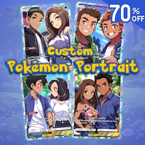 Commande de carte Pokémon, carte Pokémon personnalisée, cadeau fête des mères, anniversaire de mariage, cadeaux Pokémon, portrait d'animal de compagnie personnalisé, animal de compagnie Pokémon, cadeaux pour couple