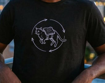 Camiseta de la paradoja del gato con mantequilla / Movimiento perpetuo resuelto / Regalo divertido de física / Camiseta para amantes de los gatos / Humor sobre la entropía / Regalo para nerds