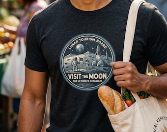 Visit the Moon!, Space Tourism, Space themed, Unisex T-shirt, NASA, Astronomy Gifts, Hubble, Space telescope, explorer, stargazer