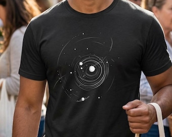 Universe | Space | Our Place Among the Stars | Celestial Orbit T-Shirt | Minimalist Space Art, Space Lover Gift, Unisex Tee