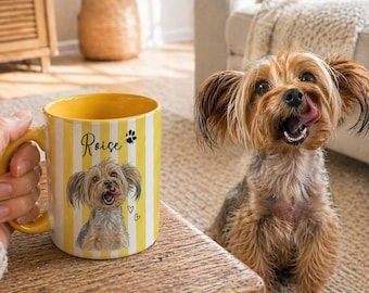 Taza personalizada con foto de mascota en acuarela, regalo con nombre y retrato de mascota, taza para perro, amante de los gatos, taza conmemorativa personalizada para perro, regalo para amantes de los perros, regalo para mamá de perro