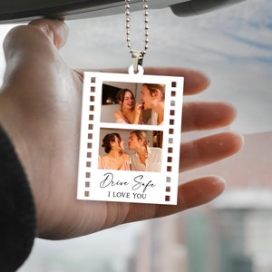 Personalized Photo Car Ornament: Custom Film Keepsake, Drive Safe Gift