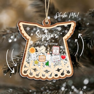 Baby&#39;s First Christmas Ornament, Baby 1st Christmas Ornament, Custom Baby Name, 4D Shake Babies Ornament, Custom Newborn Gift, Baby Keepsake