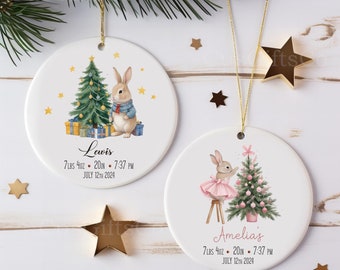Personalized Baby&#39;s First Christmas Ornament 2024: Birth Stats Keepsake