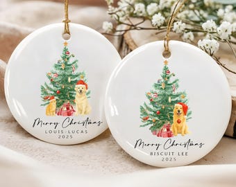 Personalized Pet Photo Christmas Ornament, Custom Watercolor Keepsake