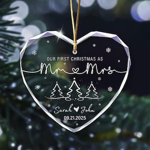 Adorno personalizado de la primera Navidad para el Sr. y la Sra.: recuerdo de boda de 2025