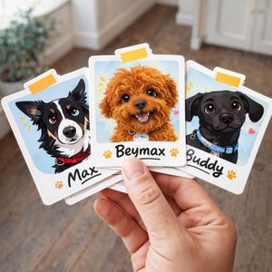 Custom Pet Portrait Stickers, Waterproof Vinyl Decals, Dog Cat Lover Gift