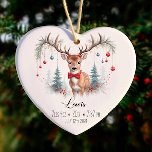Personalized Birth Stats Christmas Ornament 2024, Customized Baby Shower Gift for Boy Girl, New Baby Gift , New Baby Gift, Newborn Ornament