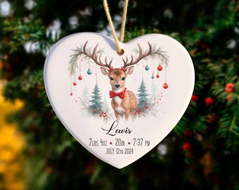 Personalized Birth Stats Christmas Ornament 2024, Customized Baby Shower Gift for Boy Girl, New Baby Gift , New Baby Gift, Newborn Ornament