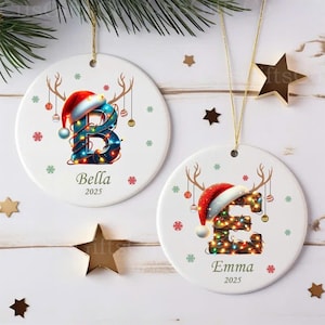 Personalized Letter Name Ornament: 2025 Christmas Family Keepsake, Custom Name Christmas Sublimation, Initial Ornament, Christmas Decor