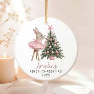 Personalized Baby's First Christmas Ornament 2025: Rabbit Keepsake