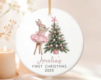 Personalized Baby's First Christmas Ornament 2025: Rabbit Keepsake
