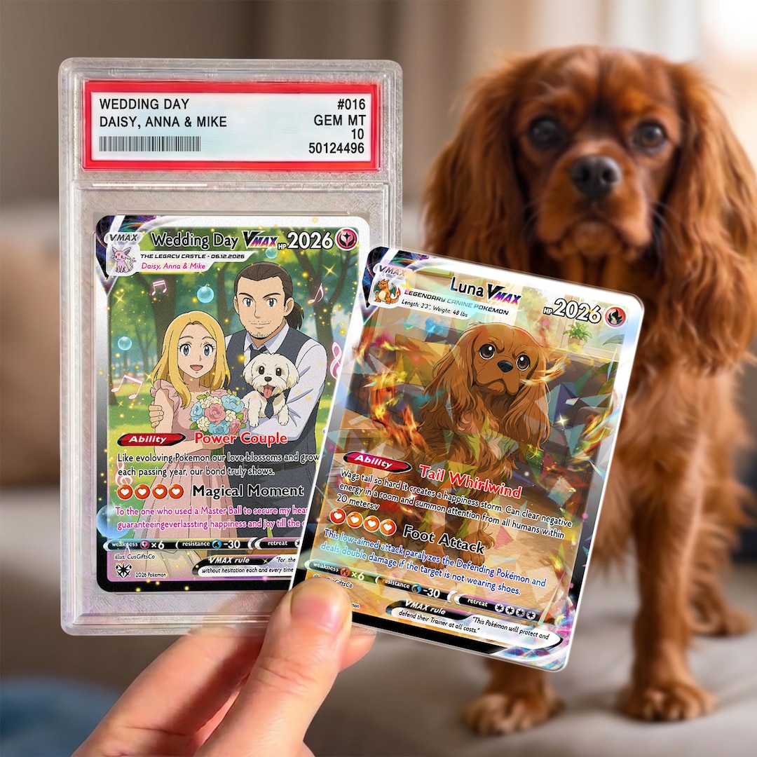 Personalized Pokemon Card Using Pet Photo, Your Pet as a Pokemon Card, Custom Pet Photo Gi