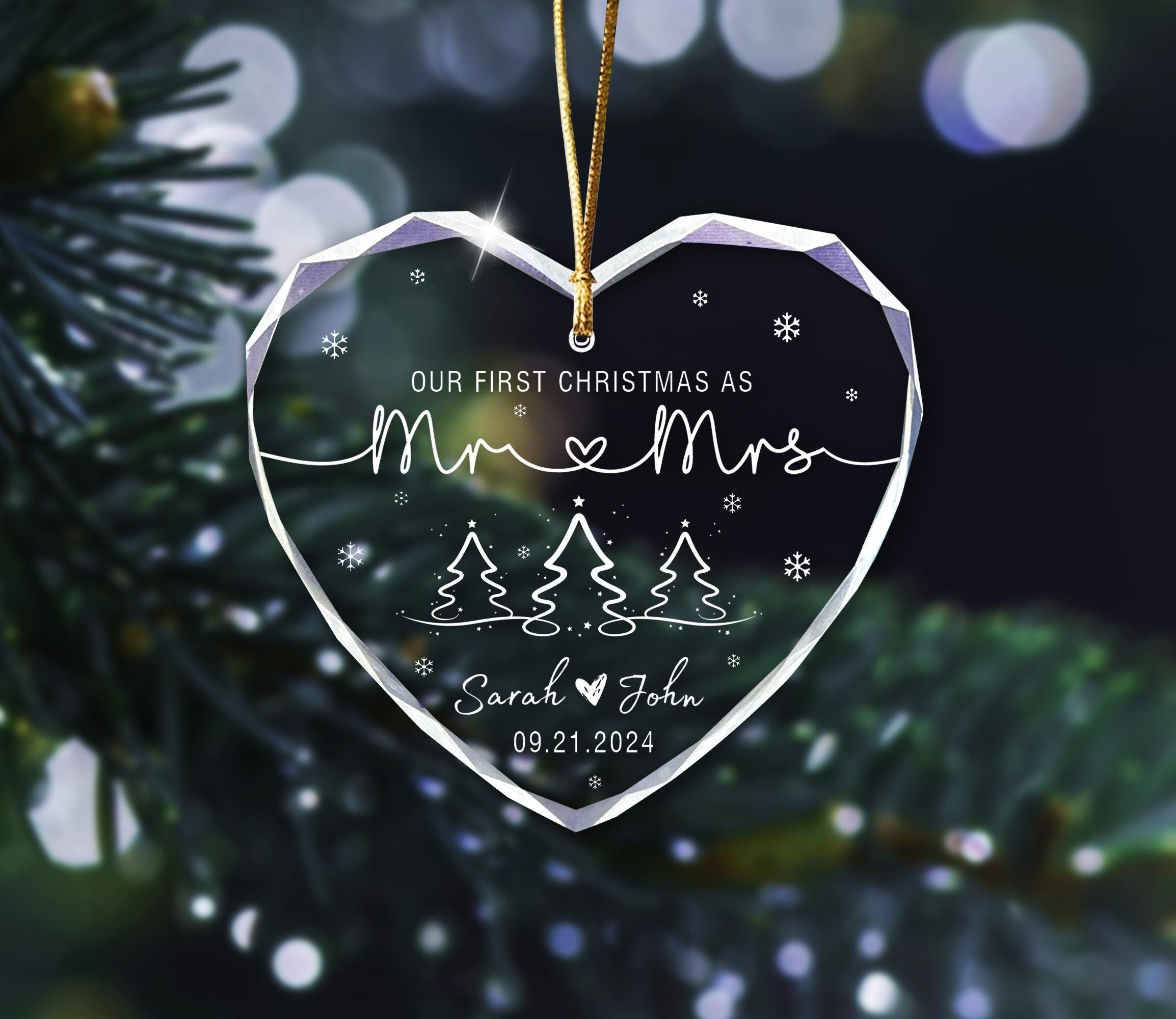 Personalized First Christmas Mr & Mrs Ornament: 2024 Wedding Keepsake