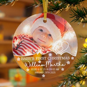 Personalized Baby's First Christmas Photo Ornament: Newborn Keepsake, 2025