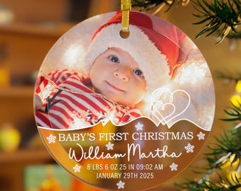 Personalized Baby's First Christmas Photo Ornament: Newborn Keepsake, 2025
