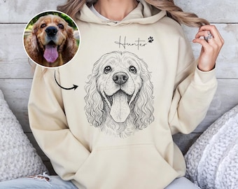 Personalized Dog Photo Sweatshirt, Custom Pet Portrait from Photo, Custom Pet Drawing Shirt, Dog Dad Gift Custom Hoodie, Pet Memorial Gift
