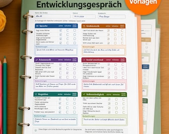 Entwicklungsgespräch Kita Vorlage: 7 documenti A4 come Word e PDF completi per istruzioni/interni con compilazione e protocollo