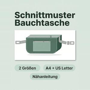 Fanny Pack Sewing Pattern PDF, Bauchtasche Schnittmuster, Beginner Belt Bag in 2 Sizes, A4 and US Letter