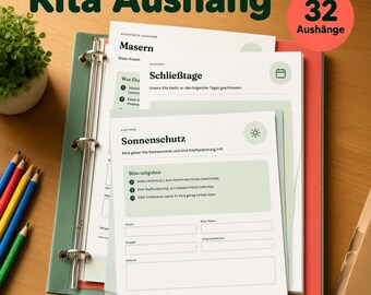 Kita Aushang Elterninfo Set, Krankheit und Infos, A4 und A3 Vorlage zum Ausfüllen, PDF