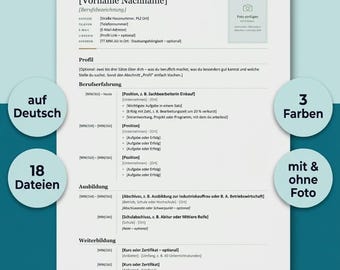 Lebenslauf Vorlage deutsch Word, modello CV tedesco con lettera di presentazione, Bewerbung deutsch, Bewerbungsvorlage, ATS