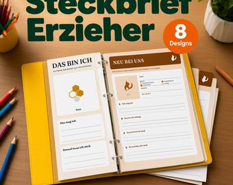 Steckbrief Erzieher Kita Vorlage Das bin ich A4 A3 zum Ausdrucken, ausfüllbar und Word