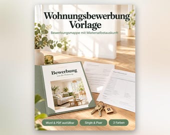 Wohnungsbewerbung Vorlage, modello di domanda per appartamento tedesco, Mieterselbstauskunft, Bewerbungsmappe, Word e PDF compilabile