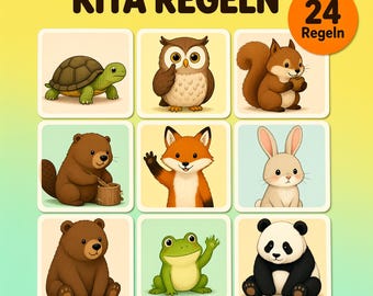 Kita Regeln Bildkarten 24 Karten, Plakat A4 A3, Erzieher Vorlage PDF