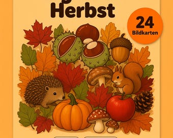 Legekreis Herbst Kita, 24 Bildkarten mit Mitte, Anleitung mit Geschichte, Wortkarten, A4 und A3 PDF