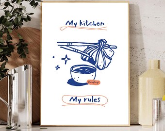 Aesthetic Kitchen Decor Printable Wall Art Funny Quote Vintage Culinary Illustration Typography Print Trendy Food Poster Downloadable Art
