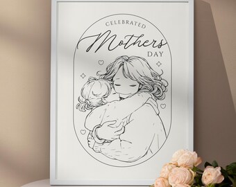 Mothers Day Minimalist Anime Poster Mothers Day Card Heartwarming Mom Gift from Daughter Quote Wall Art Typography Print Cute Holiday Decor