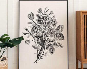 Elegant Floral Vintage Poster Flower Market Print Aesthetic Apartment Botanical Printable Wall Art Dopamine Decor Minimalist Bouquet Art