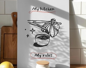 Aesthetic Kitchen Decor Printable Wall Art Funny Quote Vintage Culinary Illustration Typography Print Trendy Food Poster Downloadable Art