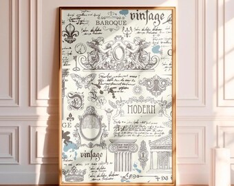 Luxurious Vintage Patterns Poster Typography Poster Aesthetic Chic Home Decor Elegant Wall Art Baroque Digital Print Antique Inspired Design