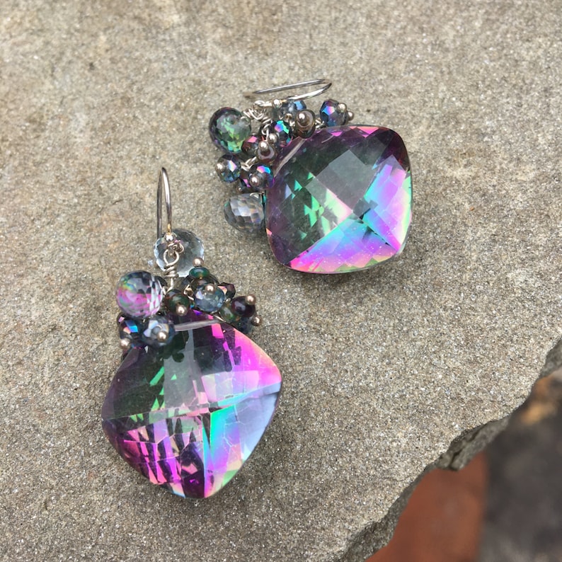Mystic Topaz earrings Mystic quartz earrings Rainbow Etsy