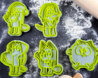 Bluey Cookie Cutter Set: with Bluey, Indy, Lucky, Muffin, Pompom