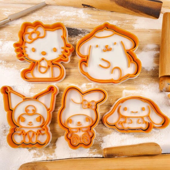 Sanrio Cookie Cutter Set 1 – Pompompurin, Cinnamoroll, Kuromi, Hello Kitty, My Melody – Set of 5 – PLA Plastic – Cute Baking Accessories