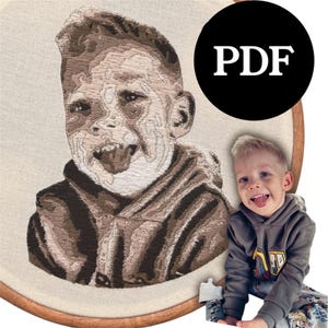 Personalisiertes Stickmuster von Ihrem Foto | Menschen, Haustiere, Logos | Digitale PDF-Datei