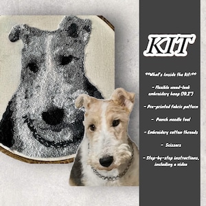 Kit Punch Needle per ritratto di animali domestici personalizzato: ricamo fai da te