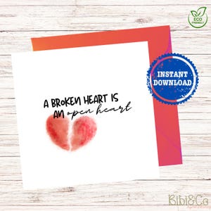 Digital Broken Heart Card| Breakup Card| Encouragement Card| Printable Healing, Grief, and Support Card| Eco-Friendly Instant Download